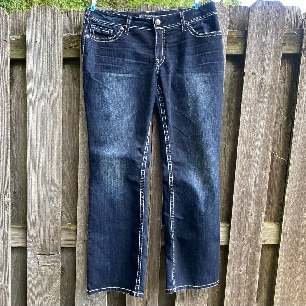 Silver Jeans Blue Boot Cut Denim Suzuki Flap